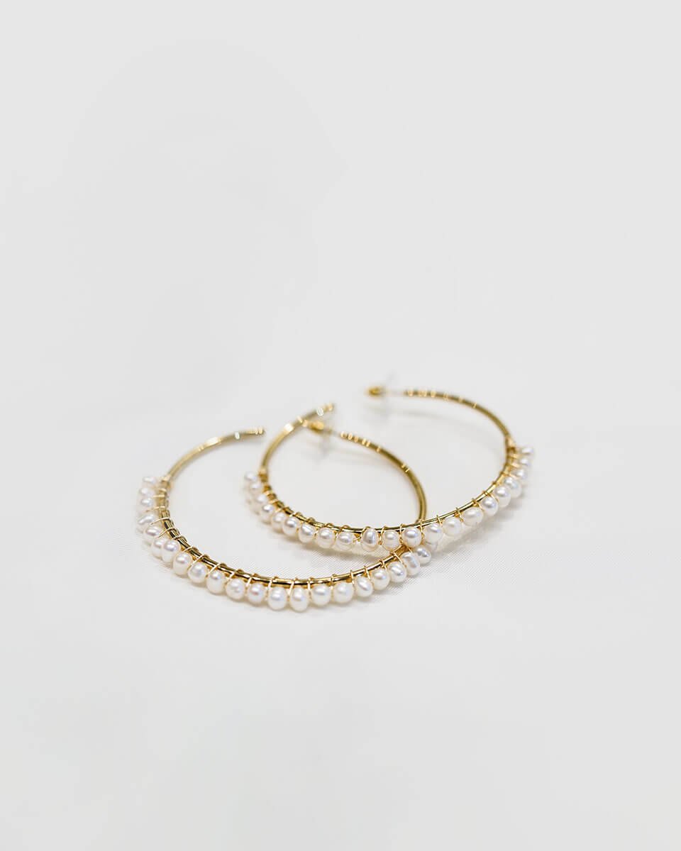 Mini Pearl Half Circle C-Hoop Earrings