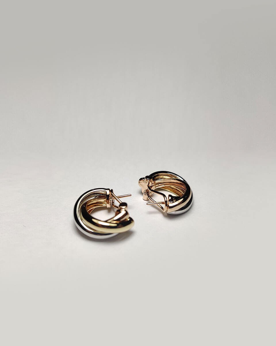 Two-Tone Intertwined Hoop Earrings Two Color Huggie Hoops