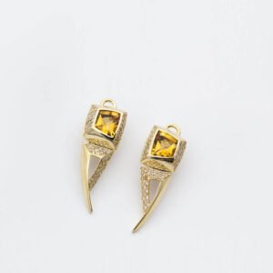 Angular Horn Citrine Pave Zircon Drop Charms