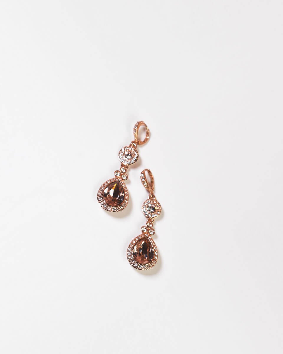 Vintage Two-Tier Crystal Dangle Wedding Earrings