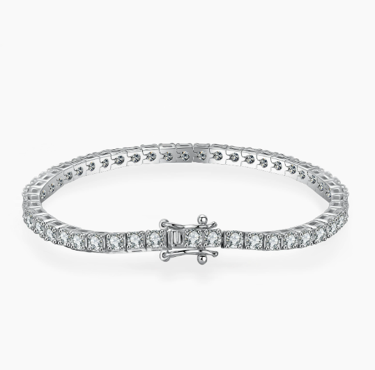 Square Cut CZ Silver Tennis Bracelet
